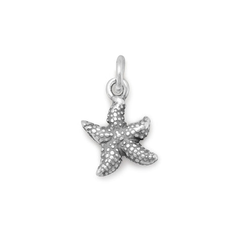 Small Starfish Charm Antique Finish Sterling Silver