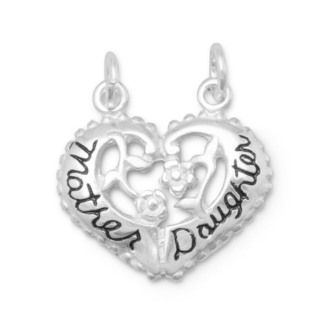 Heart Shape Mother and Daughter Break Apart Charm Sterling Silver