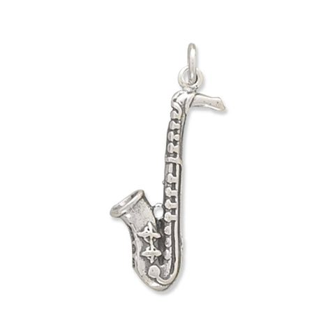 3-D Saxophone Charm Music Sterling Silver