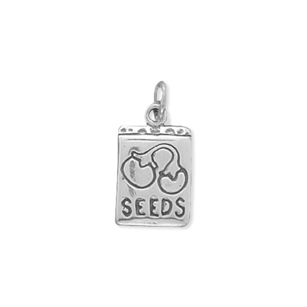 Packet of Seeds Garden Charm Antiqued Sterling Silver