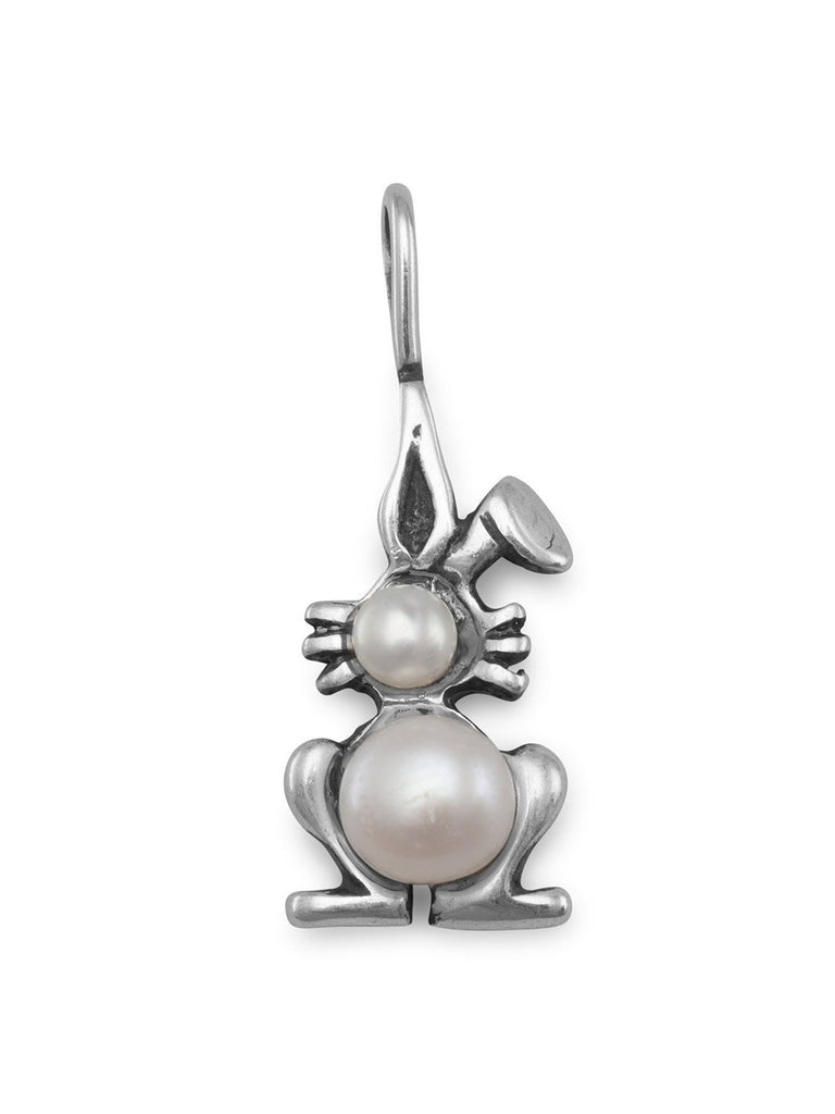 Bunny Pendant Polished Sterling Silver Cultured Freshwater Pearl