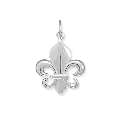 Fleur-de-Lis Charm Pendant Polished Sterling Silver