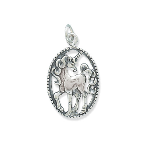 Framed Unicorn Charm Sterling Silver