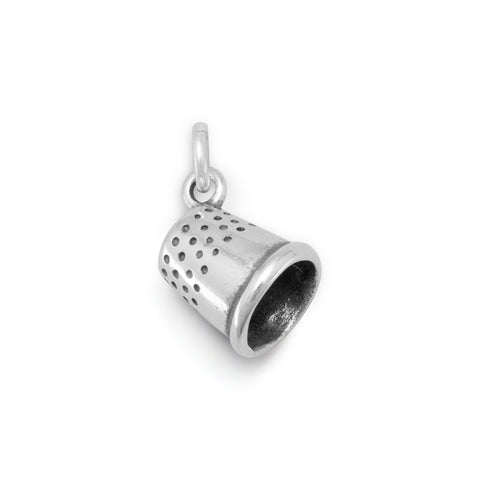 Thimble Charm 3-D Sterling Silver