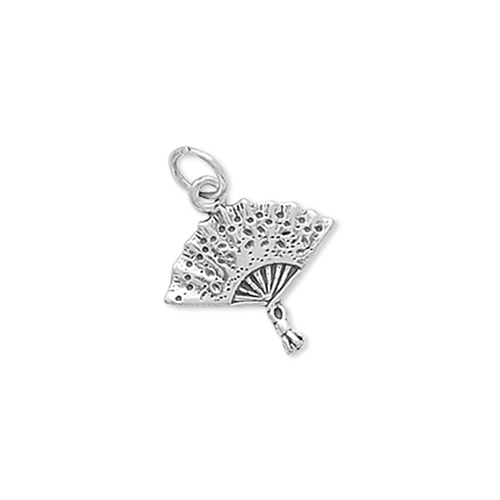 3-D Old Fashioned Victorian Fan Charm Sterling Silver
