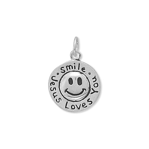 Smile Jesus Loves You Sterling Silver Charm