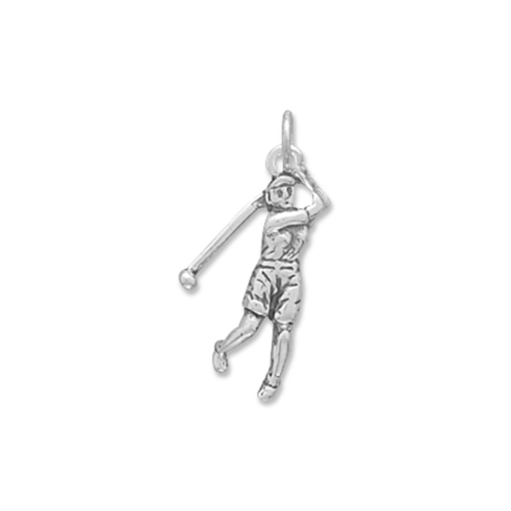 Female Golfer Charm Sterling Silver