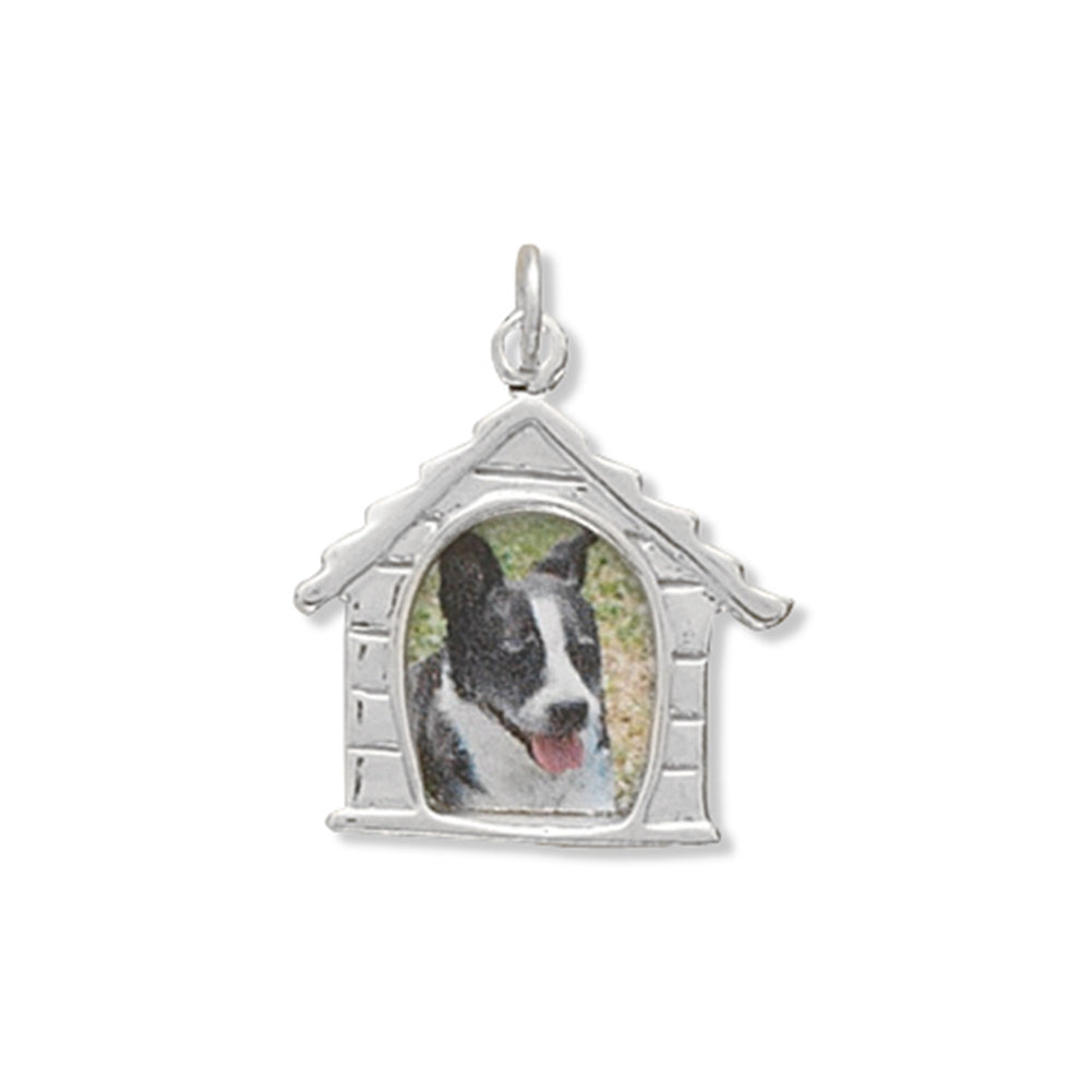 Dog House Picture Frame Charm Sterling Silver