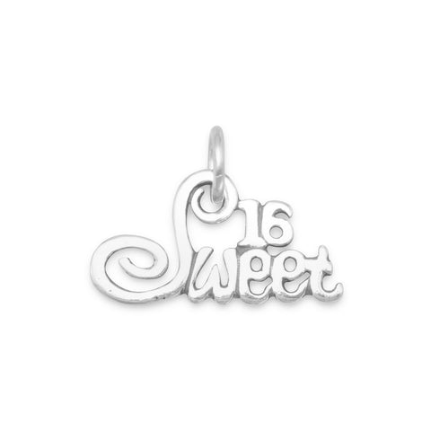 Sweet 16 Polished Charm Sterling Silver - Made in the USA