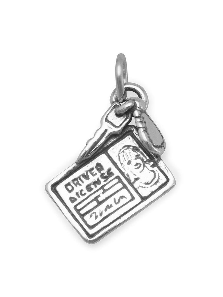 Driver License and Key Charm Sterling Silver - Made in the USA