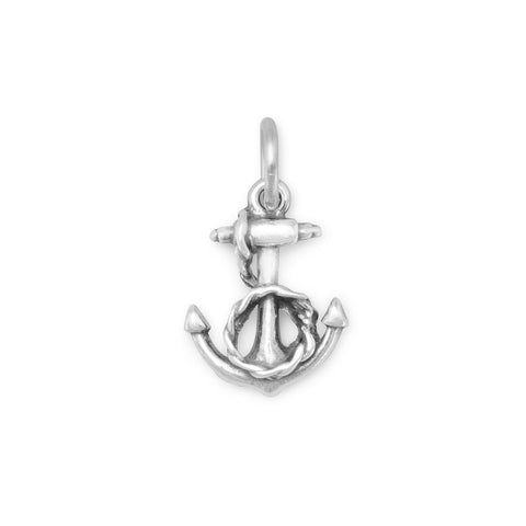 Anchor and Rope Charm Sterling Silver, Made in the USA