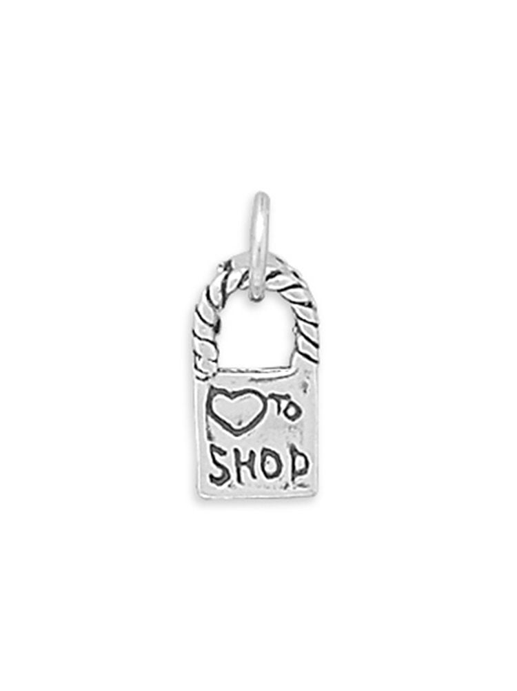 Love To Shop Bag Reversible Charm Sterling Silver - Made in the USA