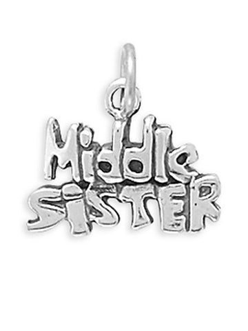 Middle Sister Charm Sterling Silver - Made in the USA