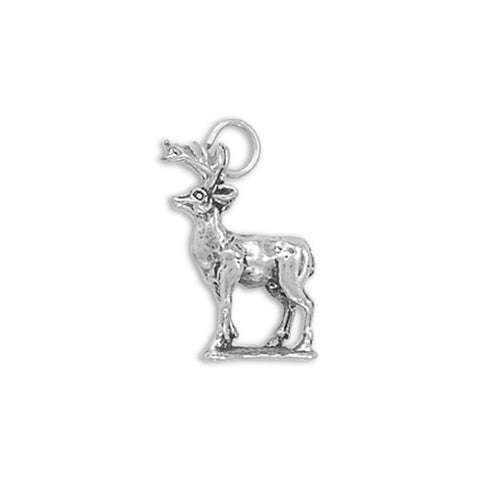 Deer Trophy 8 Point Buck Sterling Silver Charm - Made in the USA