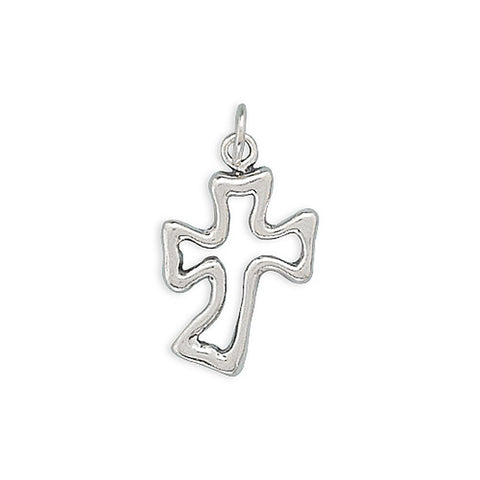 Curved Cross Charm Sterling Silver - Made in the USA