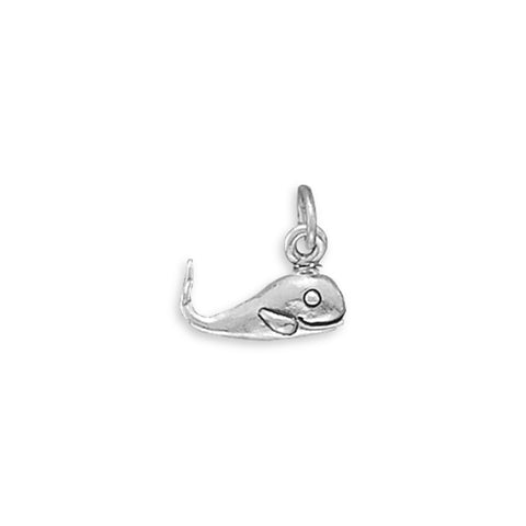 Smiling Whale Charm Sterling Silver, Charm Only