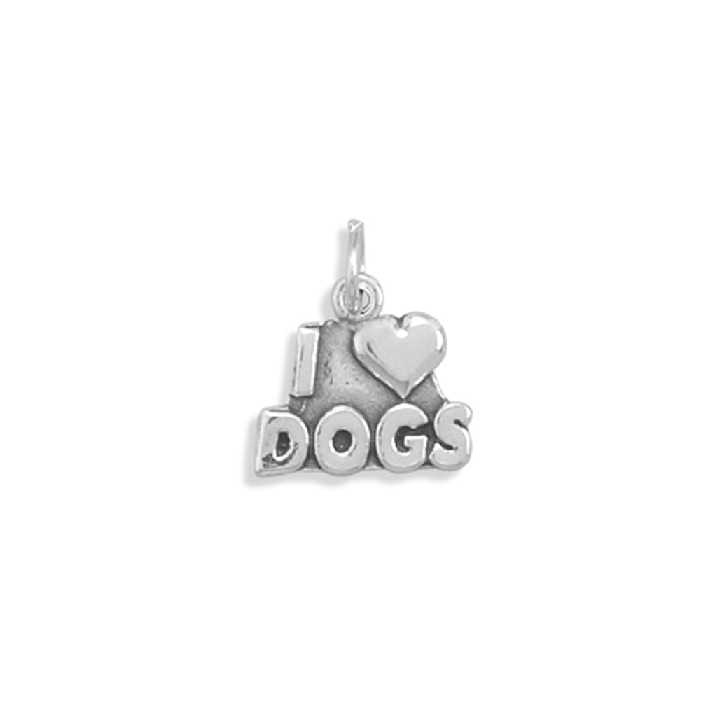 I Love Dogs Charm Sterling Silver - Made in the USA