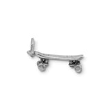 Skateboard Charm with Movable Wheels Sterling Silver - Made in the USA