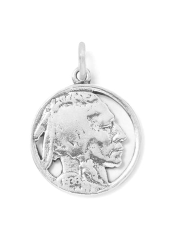 Indian Head Nickel Charm Sterling Silver - Made in the USA