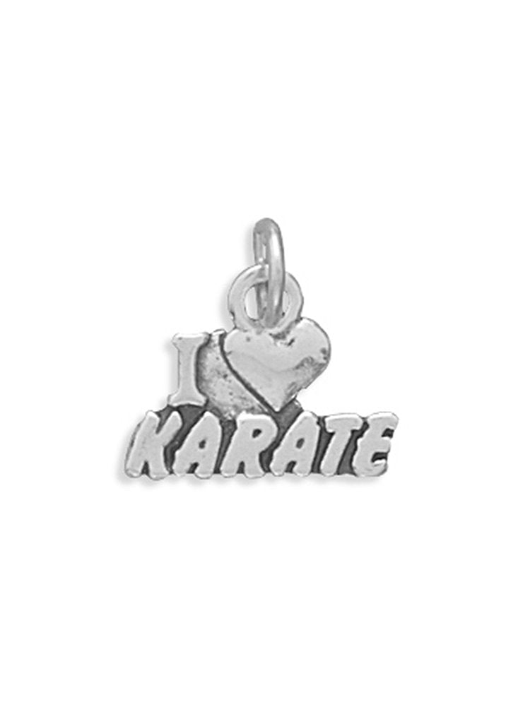 I Love Karate Sterling Silver Charm - Made in the USA