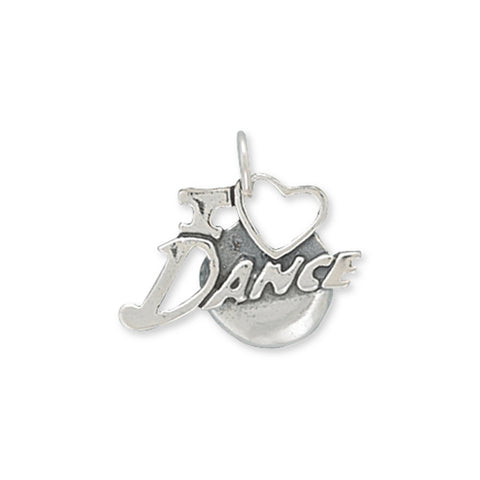 I Love Dance Charm Sterling Silver - Made in the USA