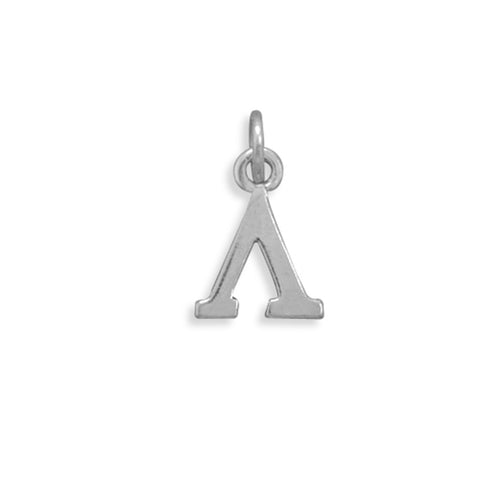 Greek Alphabet Letter Lambda Charm Sterling Silver - Made in the USA