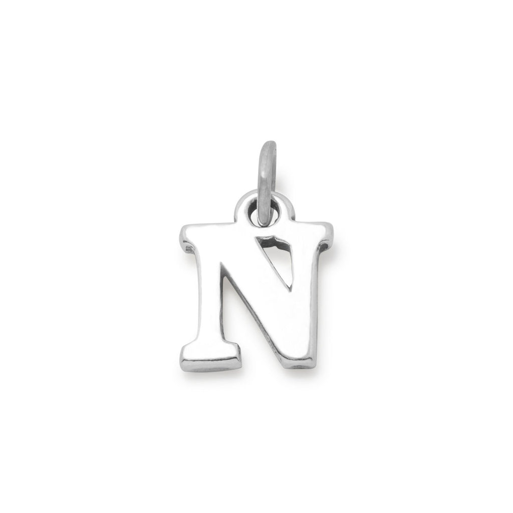 Greek Alphabet Letter Nu Charm Sterling Silver - Made in the USA