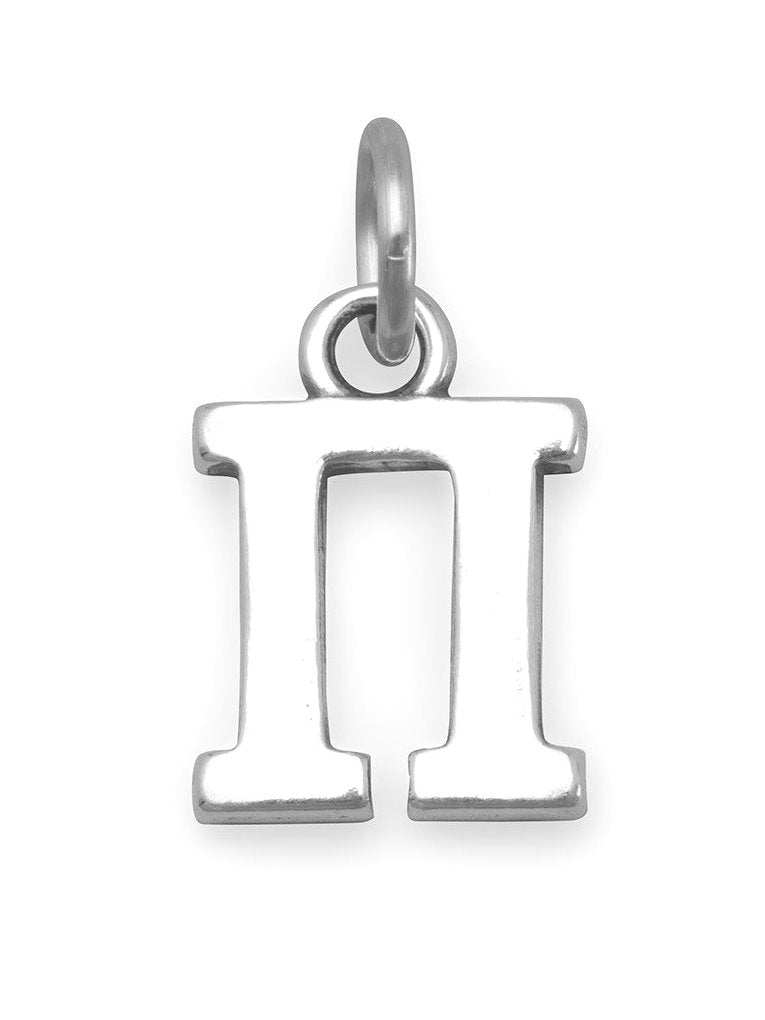Greek Alphabet Letter Pi Charm Sterling Silver - Made in the USA