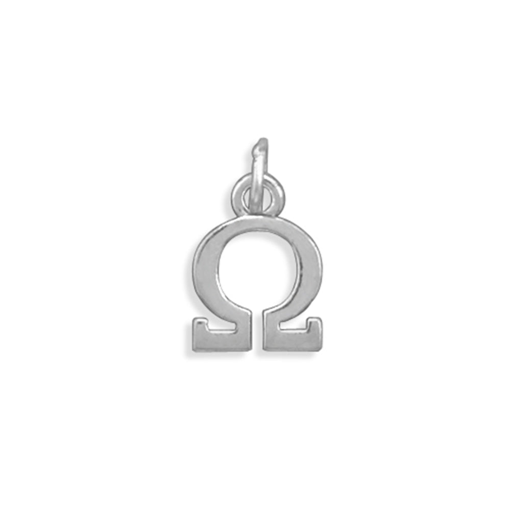 Greek Alphabet Letter Omega Charm Sterling Silver - Made in the USA