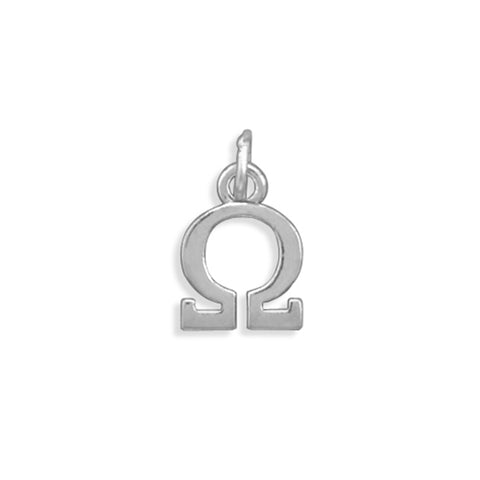 Greek Alphabet Letter Omega Charm Sterling Silver - Made in the USA