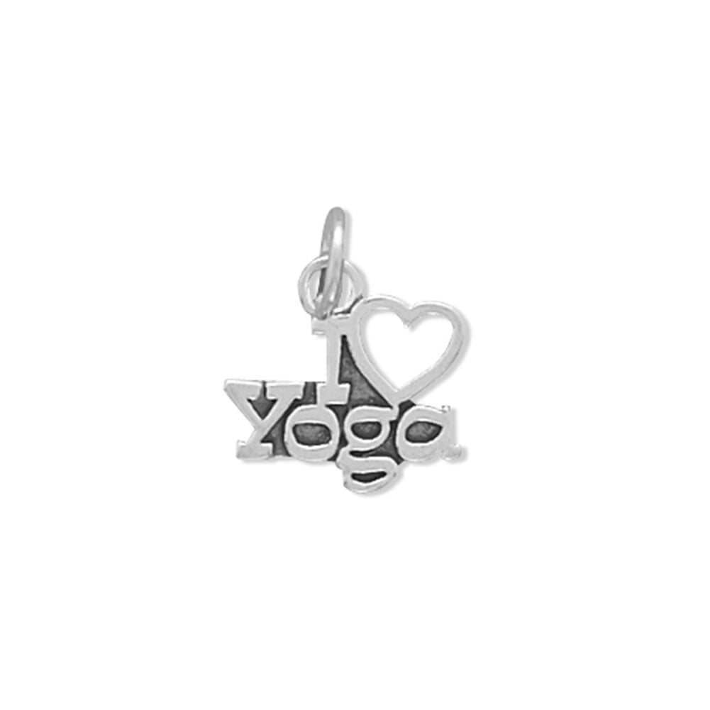 I Love Yoga Charm Sterling Silver - Made in the USA