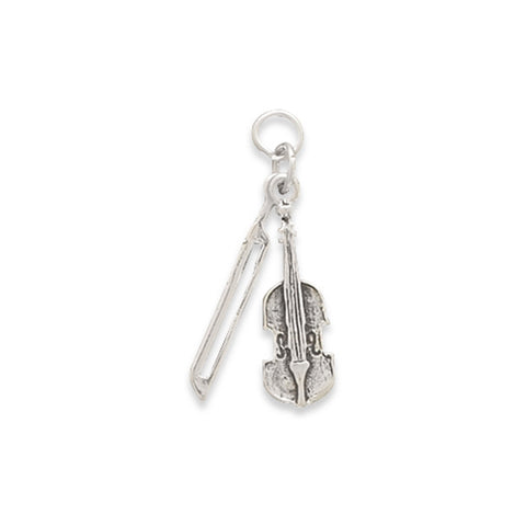 Violin and Bow Charm Sterling Silver - Made in the USA