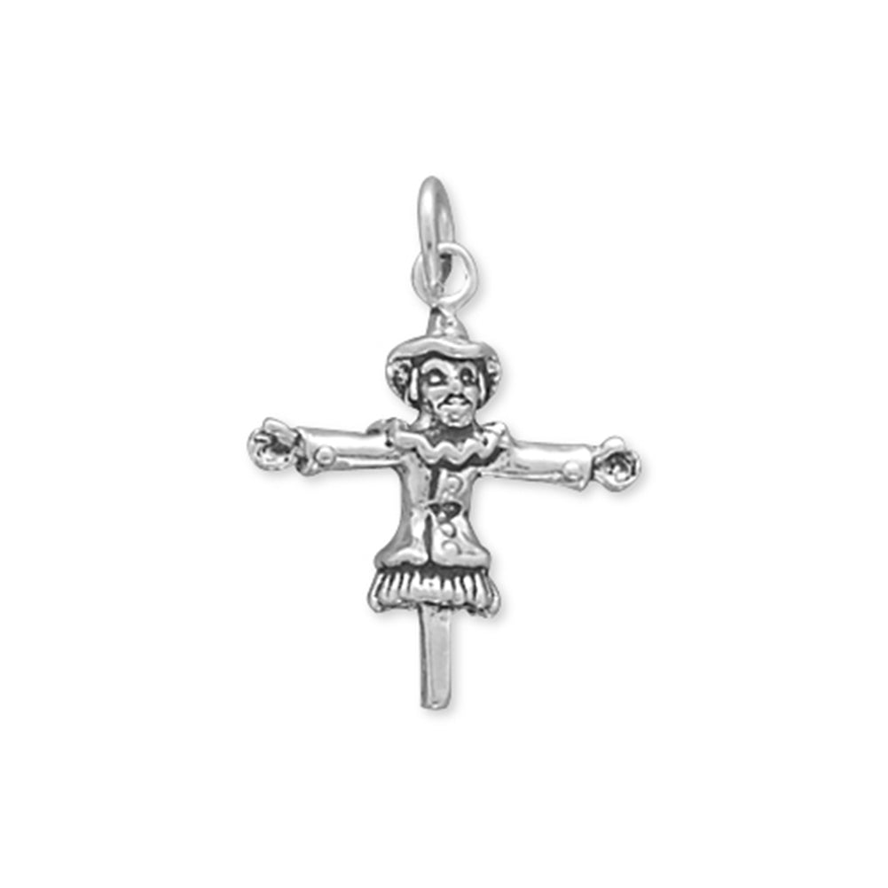 Scarecrow Gardening Charm Sterling Silver - Made in the USA