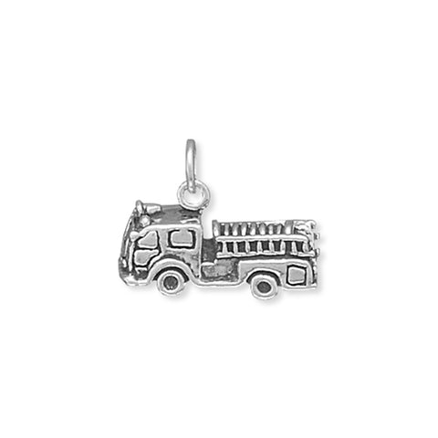 Fire Truck Charm 3-D Sterling Silver - Made in the USA