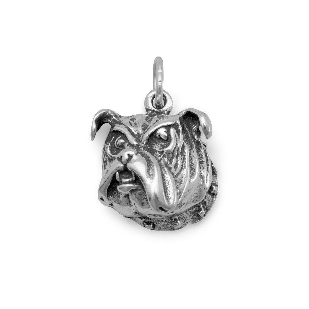 Dog Breed - Bulldog Face Charm Sterling Silver - Made in the USA