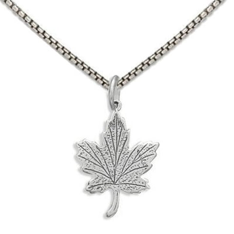 Maple Leaf Charm Necklace Sterling Silver - Includes Chain