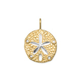 Sand Dollar Pendant Two Tone Yellow Gold-plated Sterling Silver, Pendant Only