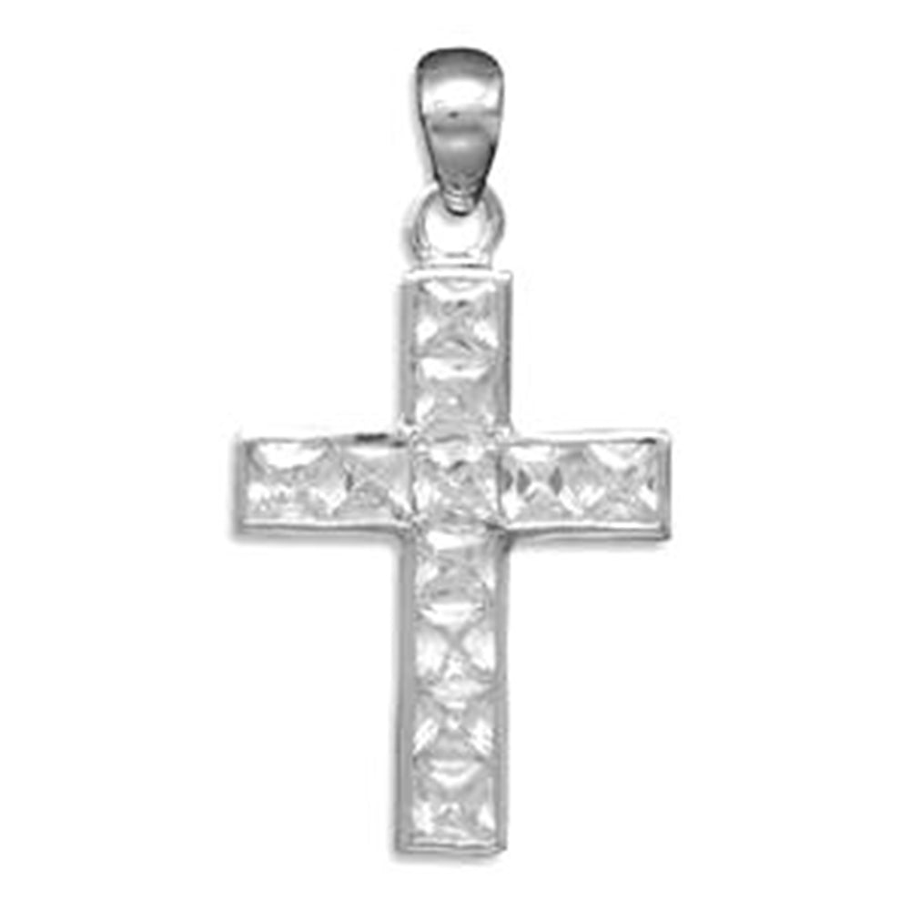 Cubic Zirconia Cross Pendant Sterling Silver