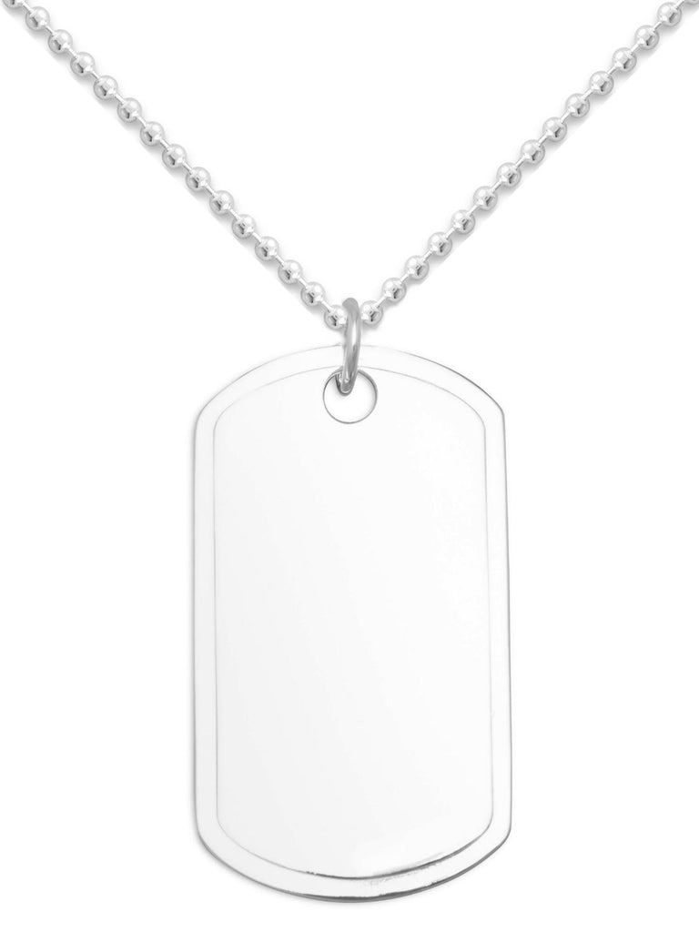 Sterling Silver Dog Tag Necklace Engraveable with Bead Chain
