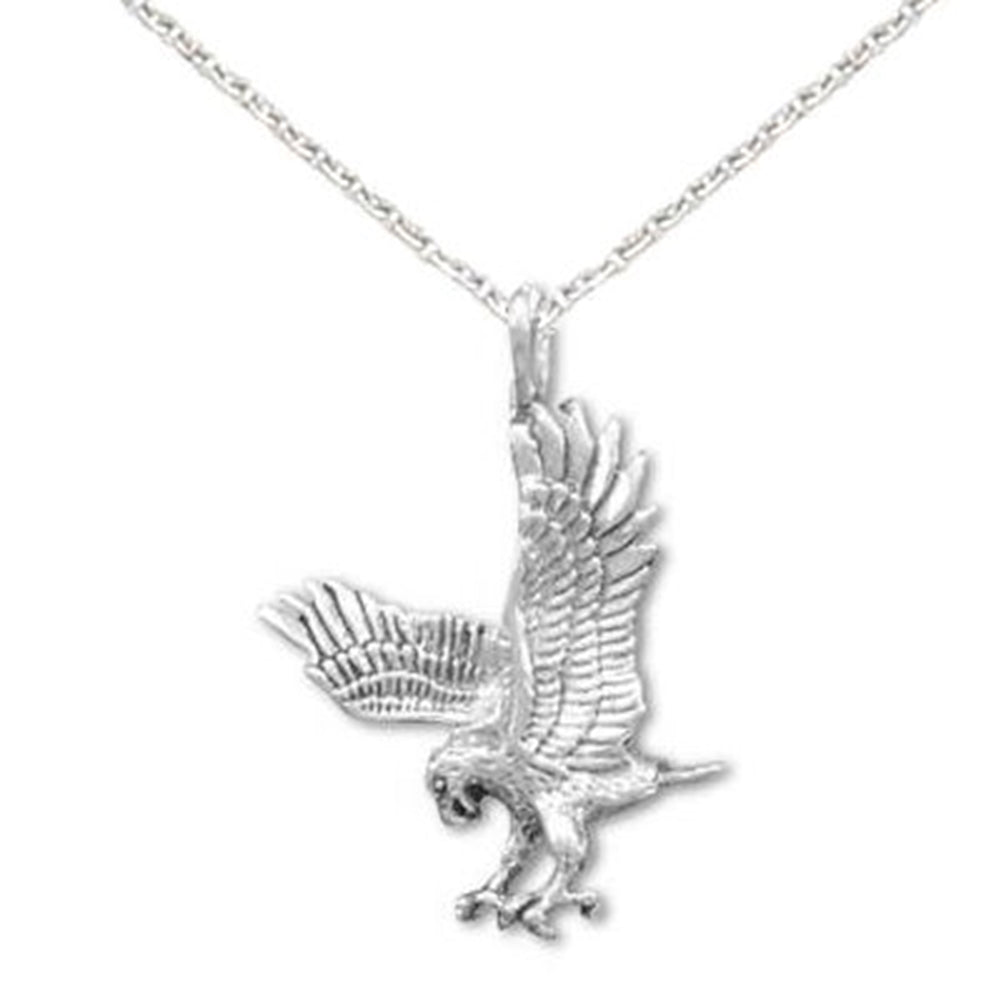 Landing Eagle Necklace Antiqued Sterling Silver - Made in the USA