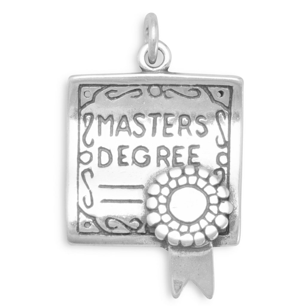 Master's Degree Graduation Charm 3D Sterling Silver