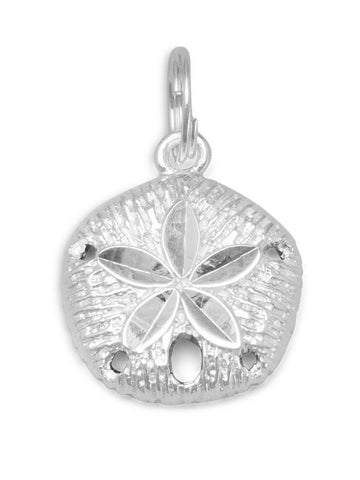 Sand Dollar Sanddollar Charm Diamond-cut Sterling Silver