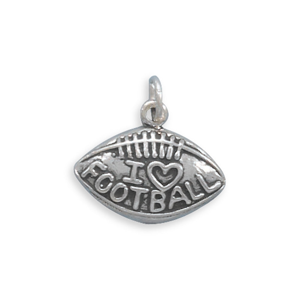 I Love Football Charm Sterling Silver - Made in the USA