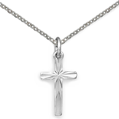 Cross Necklace Diamond-cut Sterling Silver
