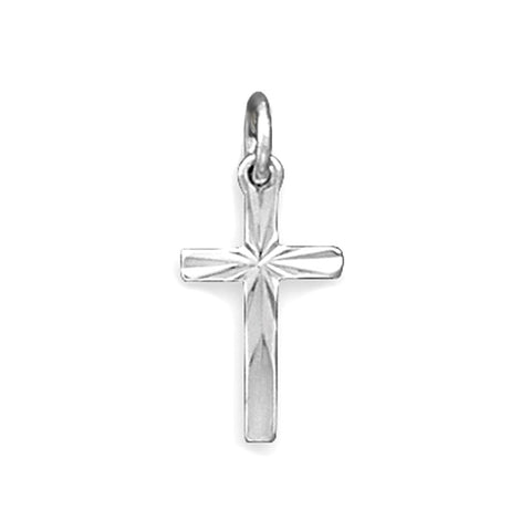 Cross Pendant Necklace Diamond-cut Sterling Silver, Pendant Only