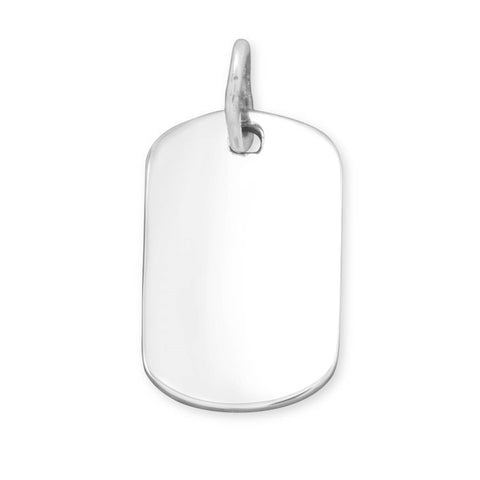 Dog Tag Pendant Engraveable Sterling Silver