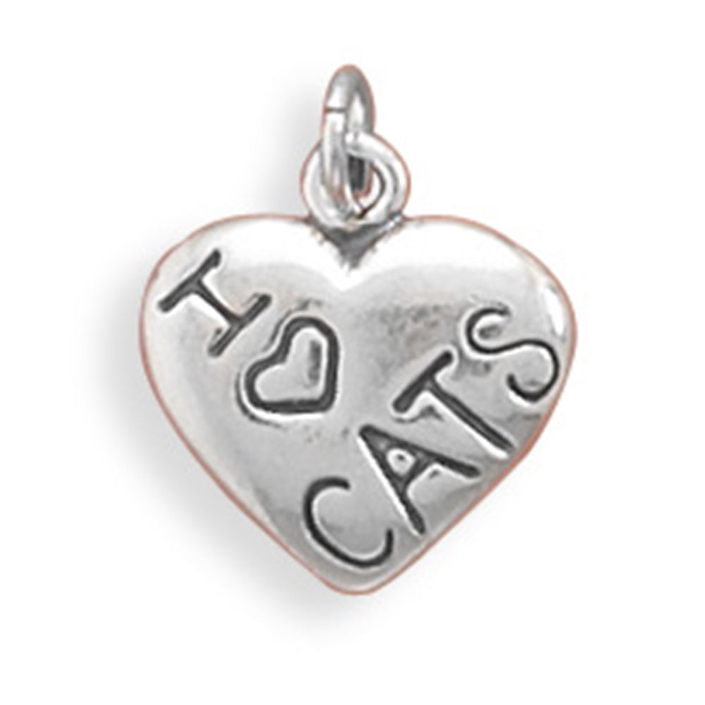 I Love CATS Heart Charm Sterling Silver