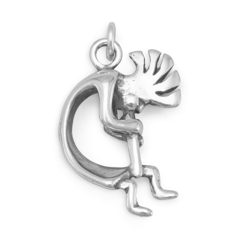 Southwest Flute Player Kokopelli Charm 3D Sterling Silver