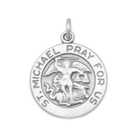 St. Michael Charm Small Medallion Pendant Sterling Silver