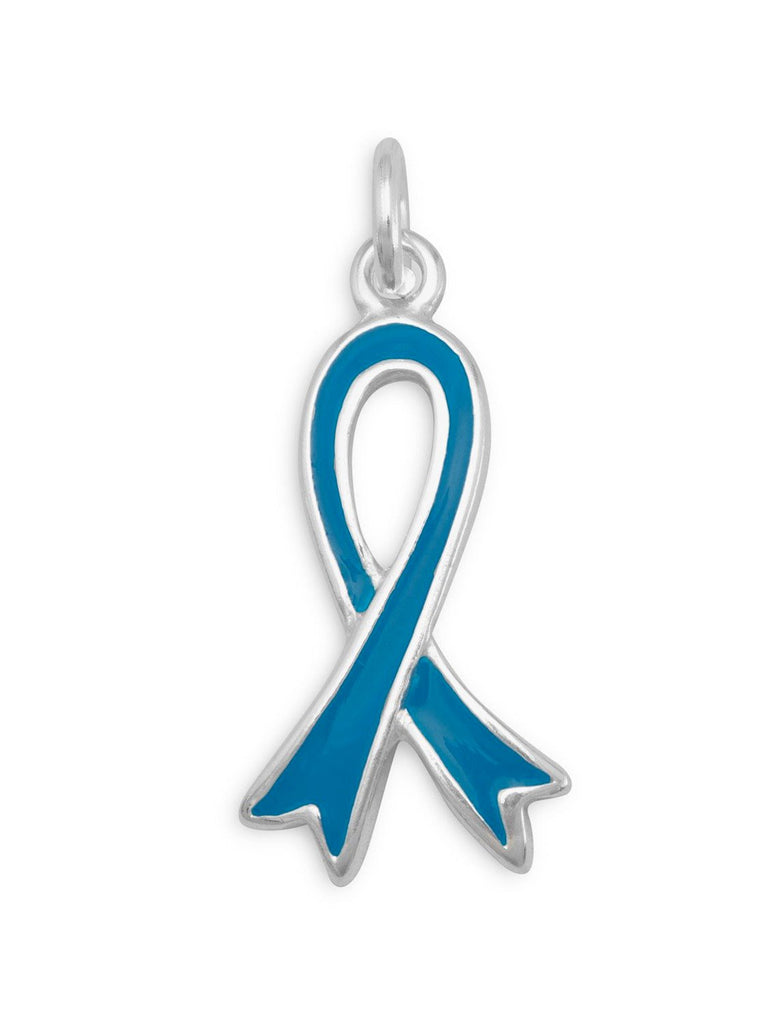 Teal Awareness Ribbon Charm Sterling Silver